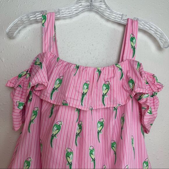 Crown & Ivy Tropical Parrot Bird Button Back Lined Dress Size Small - Picture 3 of 7